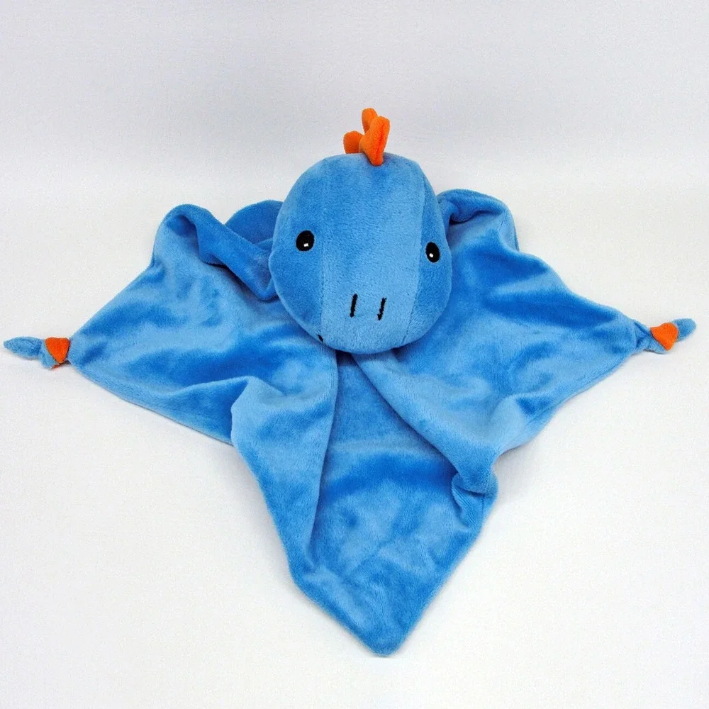 Blue Dinosaur Lovey Plush Baby Cubbies Security Blanket Soother Knotted Corners